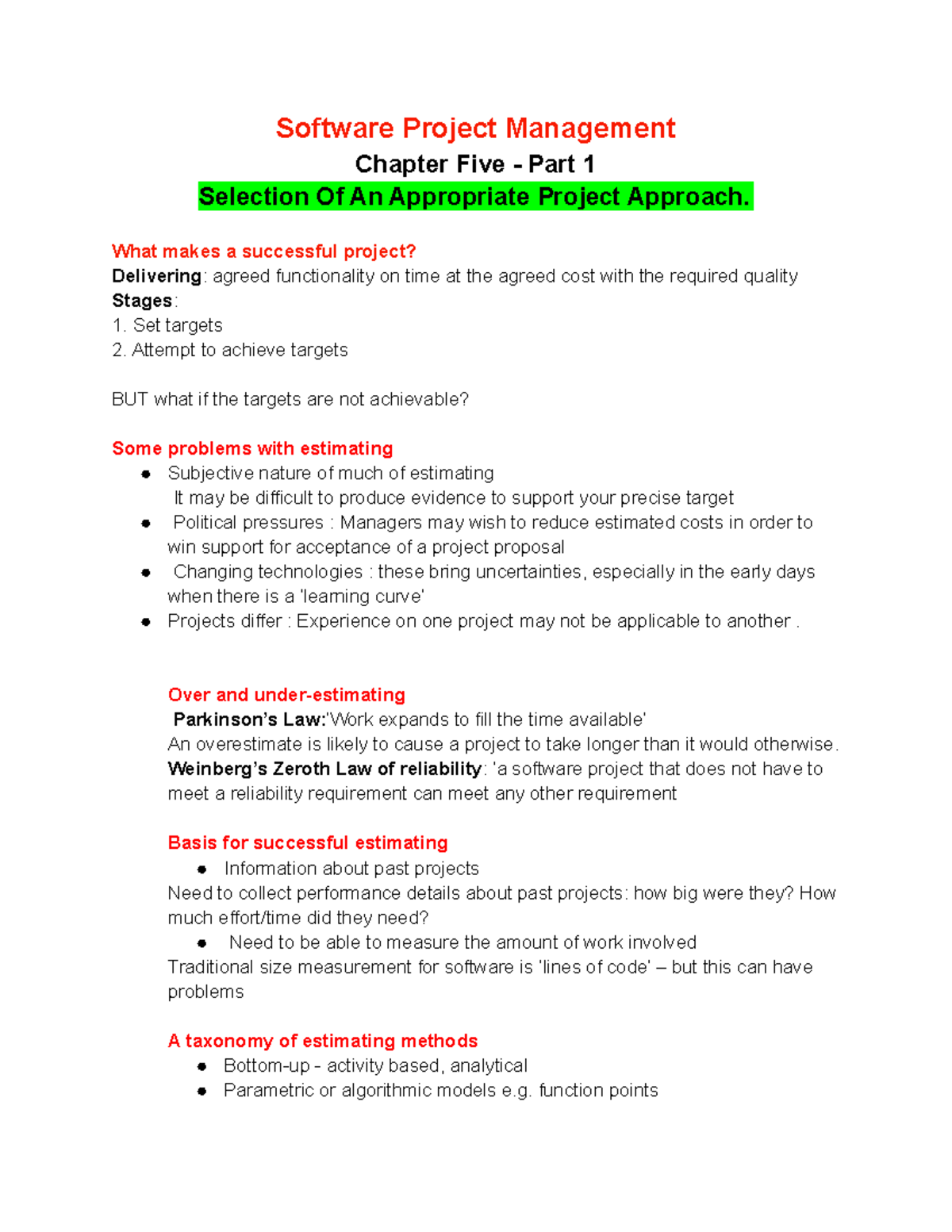 Software Project Management - Chapter 5 - Part A - Software Project ...