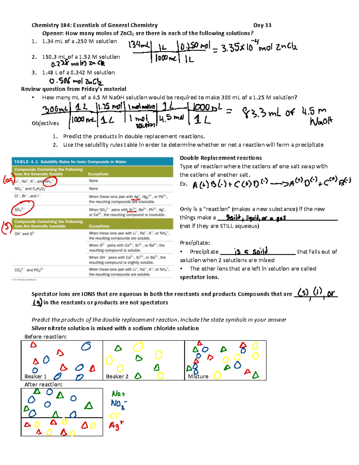 CHM 104 Day 33 - Lecture Notes/ Practice Problems For Chm 104 Wentzel's ...