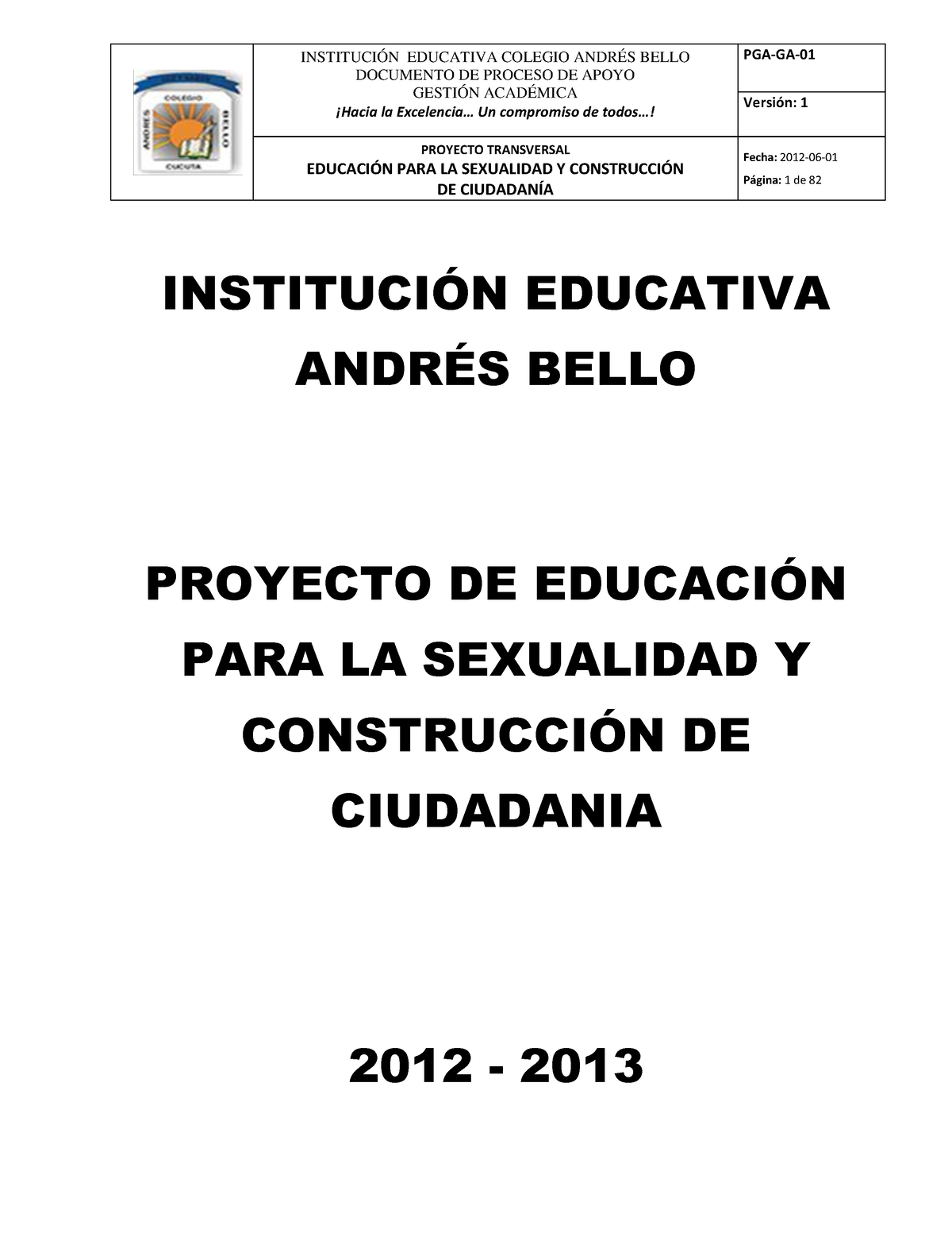 Proyecto Educacion Sexual Y Construccion De Ciudadania InstituciÓn