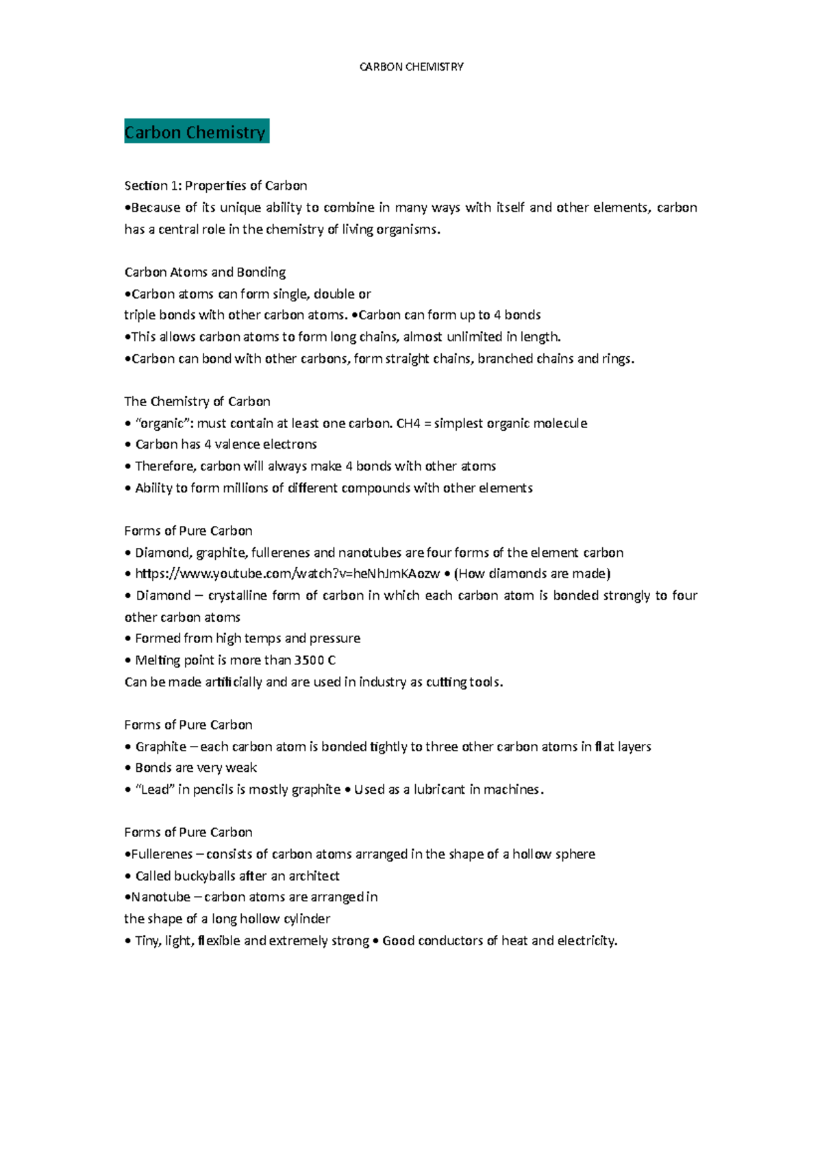 Carbon Chemistry Reviewer CARBON CHEMISTRY Carbon Chemistry Section 1