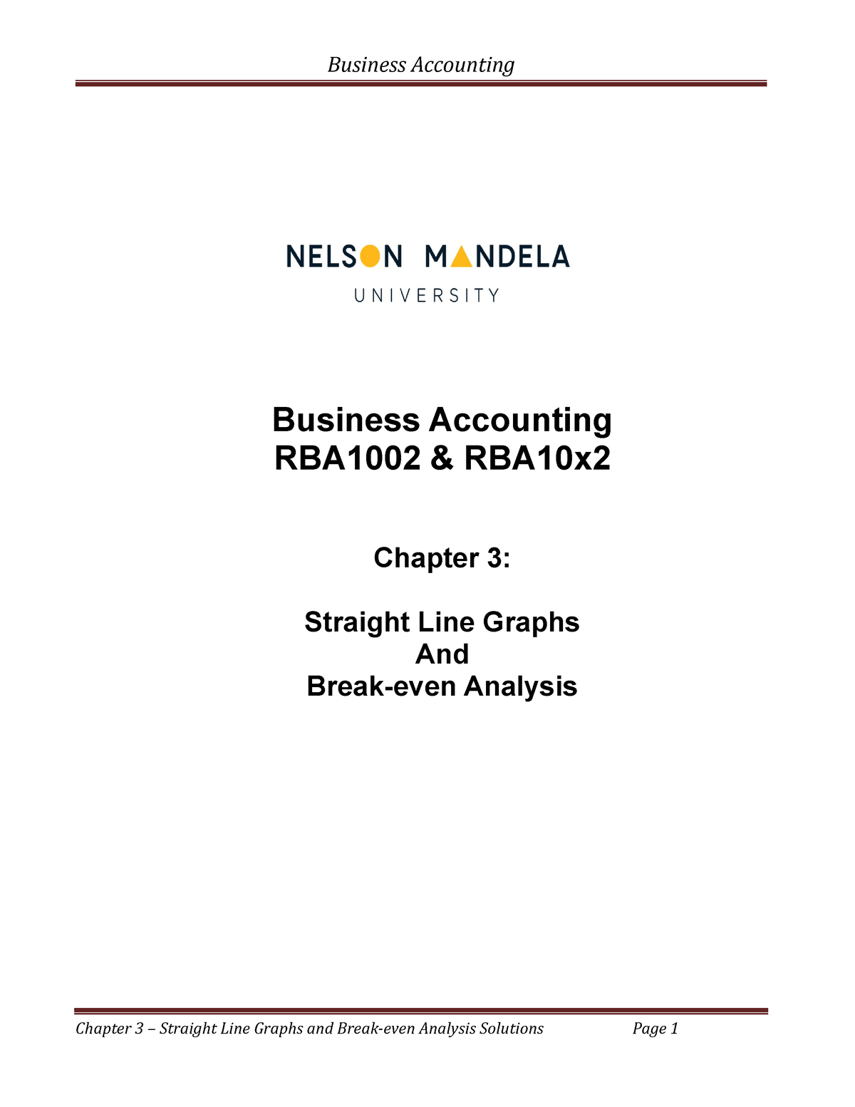 Ch 3 Graphs And Break-Even Analysis Solutions - Business Accounting ...