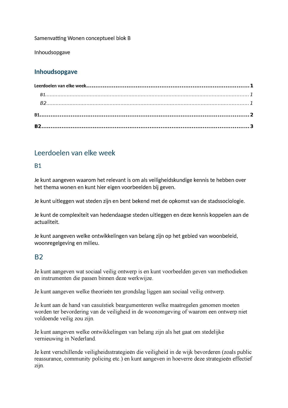 Samenvatting Wonen Conceptueel Blok B - Samenvatting Wonen Conceptueel ...