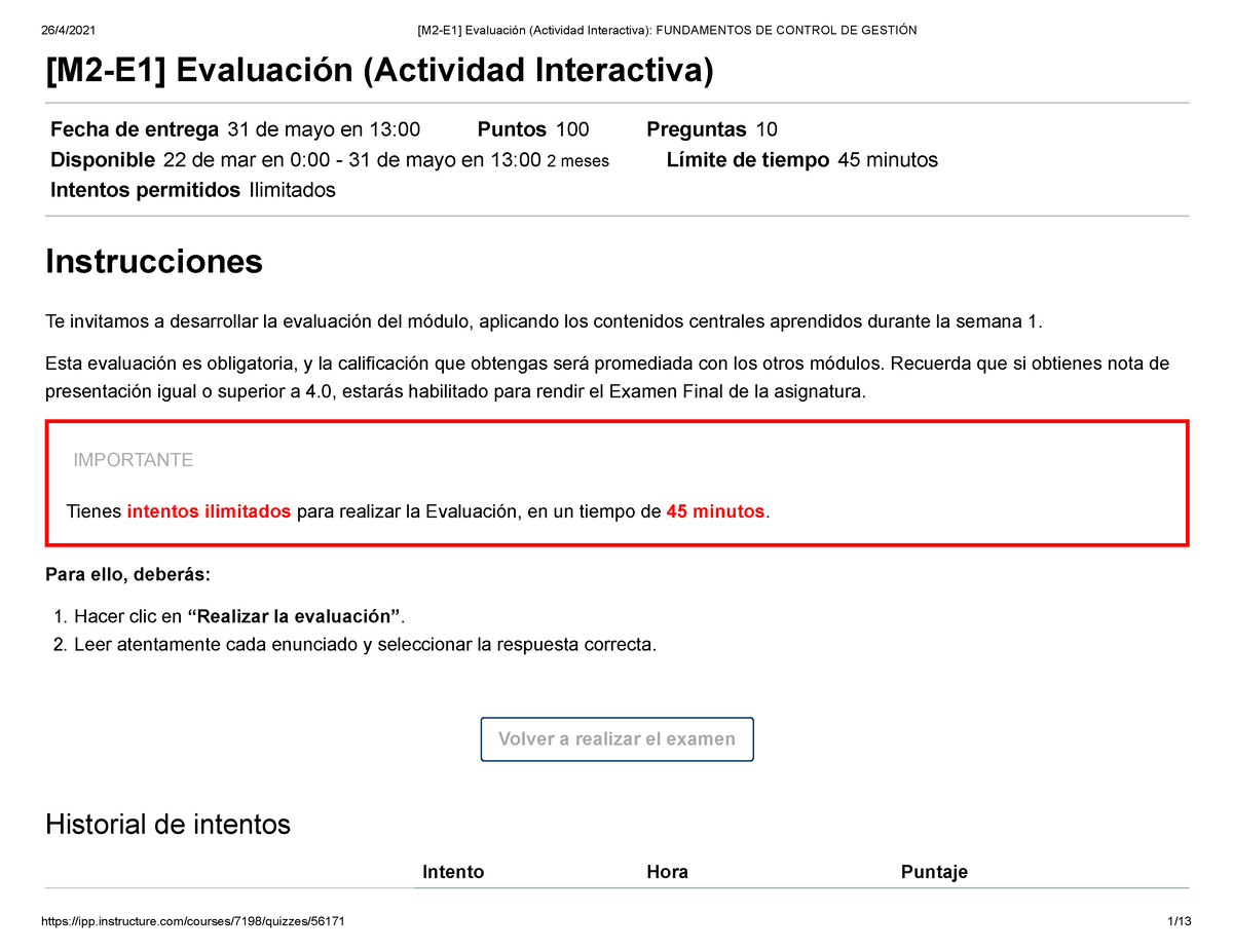 M E Evaluaci N Actividad Interactiva Fundamentos De Control De Gesti N Pdf M E