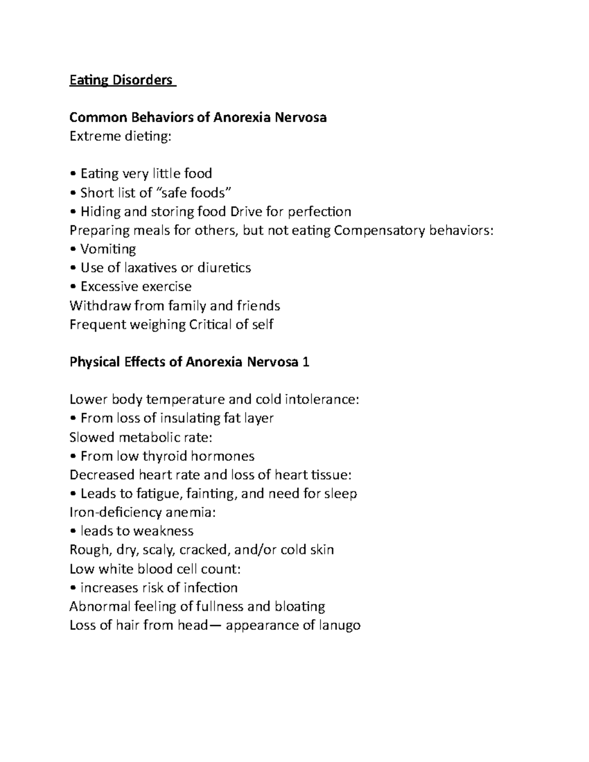 Nutrition 132 (56) - Eating Disorders Common Behaviors of Anorexia ...