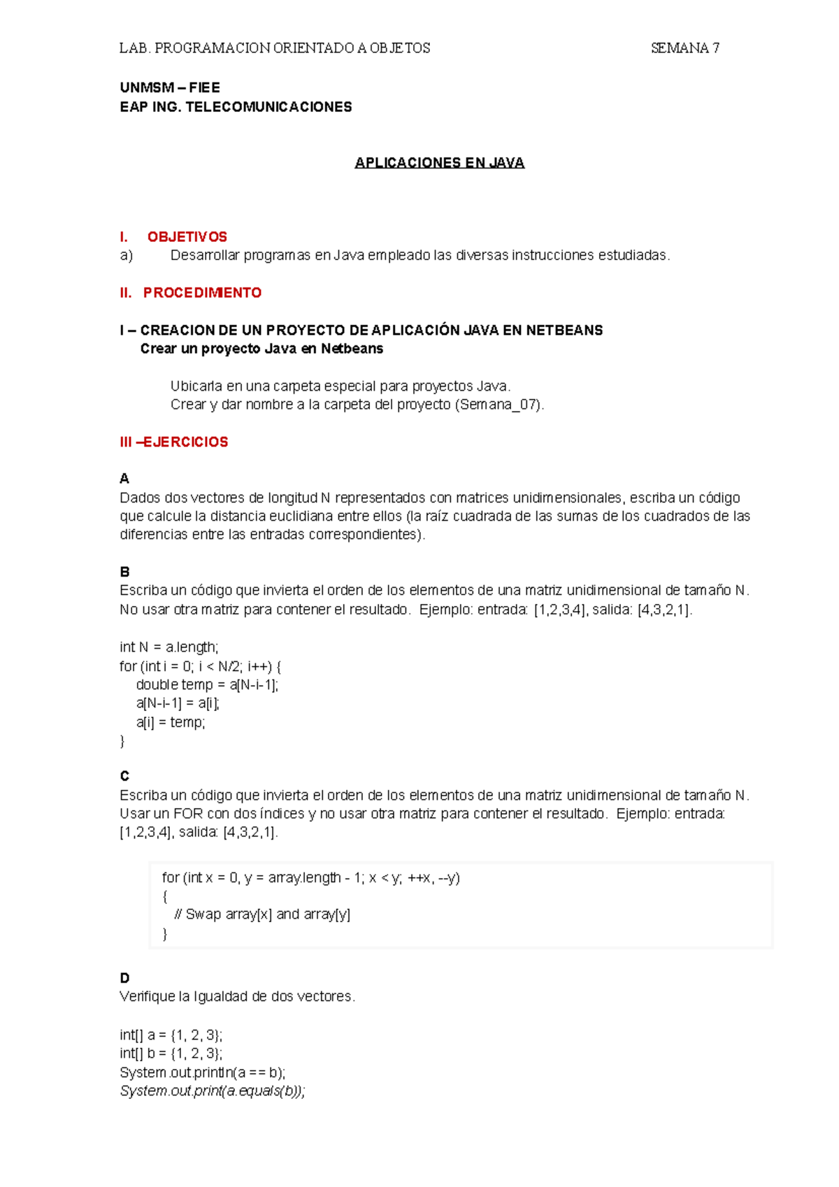 LAB. 07 - Aplicaciones en Java Programas básicos en Java - EJERCICIOS ...