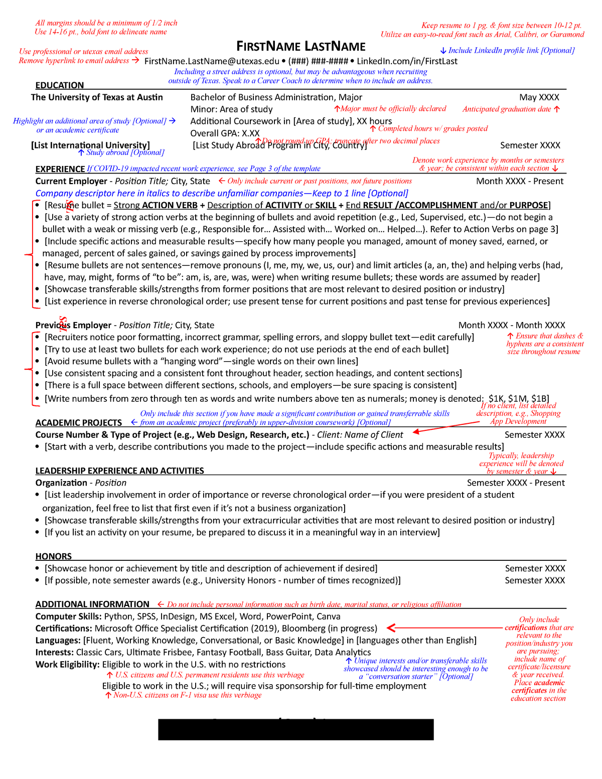 university of utah resume template