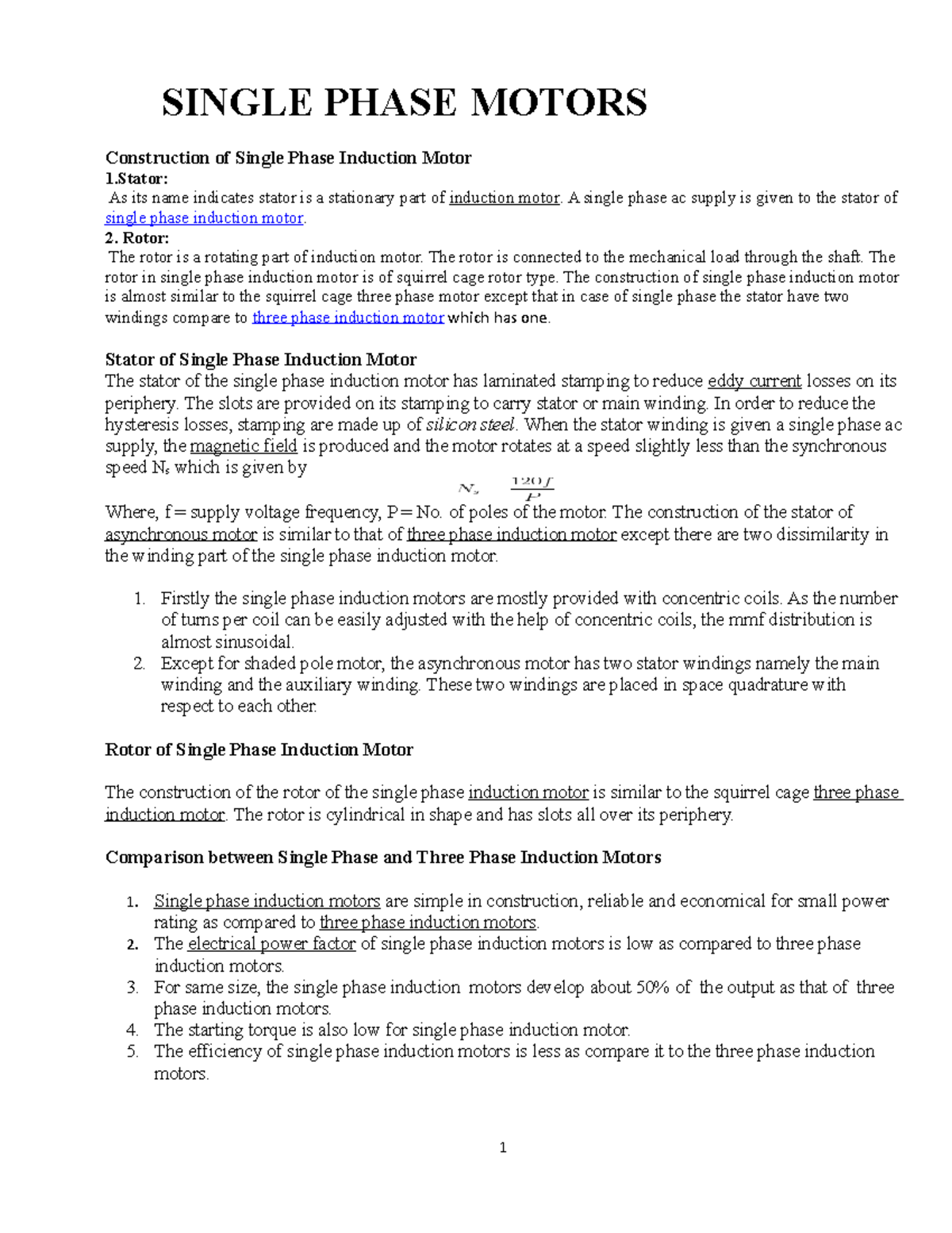 2017 Single Phase Induction Motor - SINGLE PHASE MOTORS Construction of ...