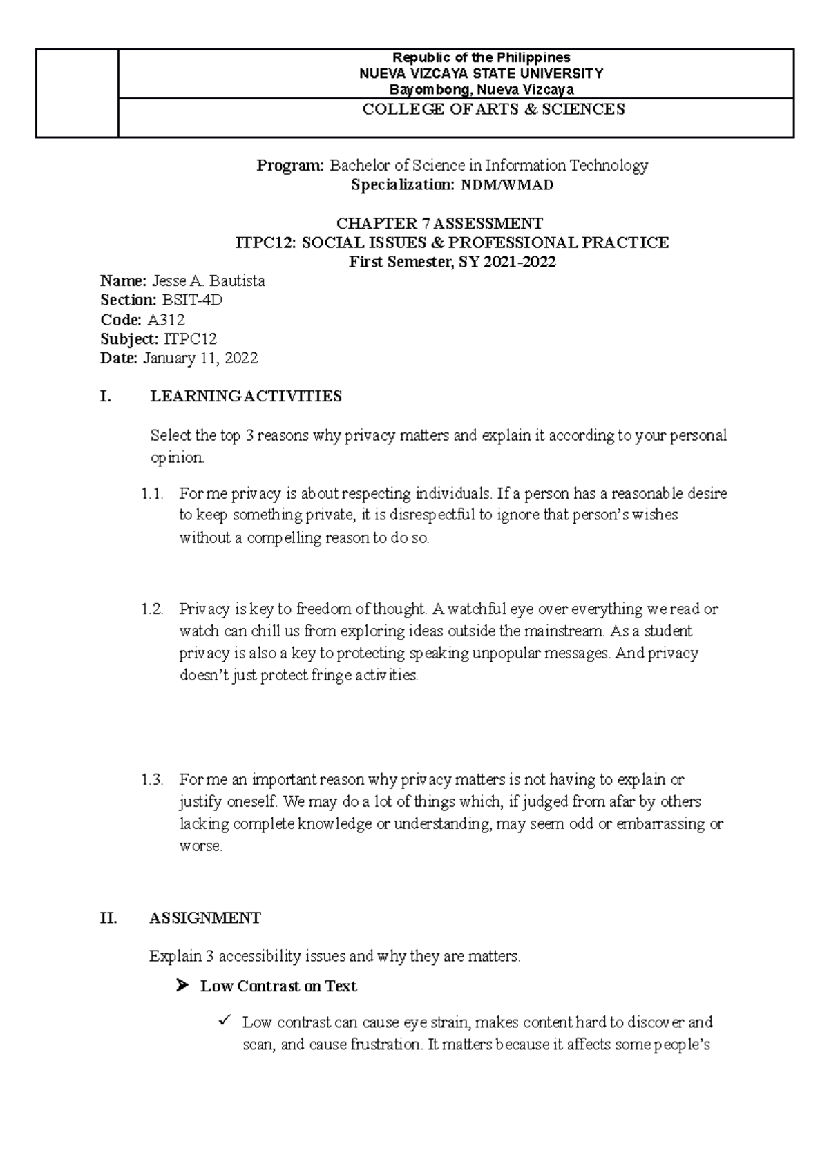 ITPC12 Chap7 Activities Assignment Assessment - Republic of the ...