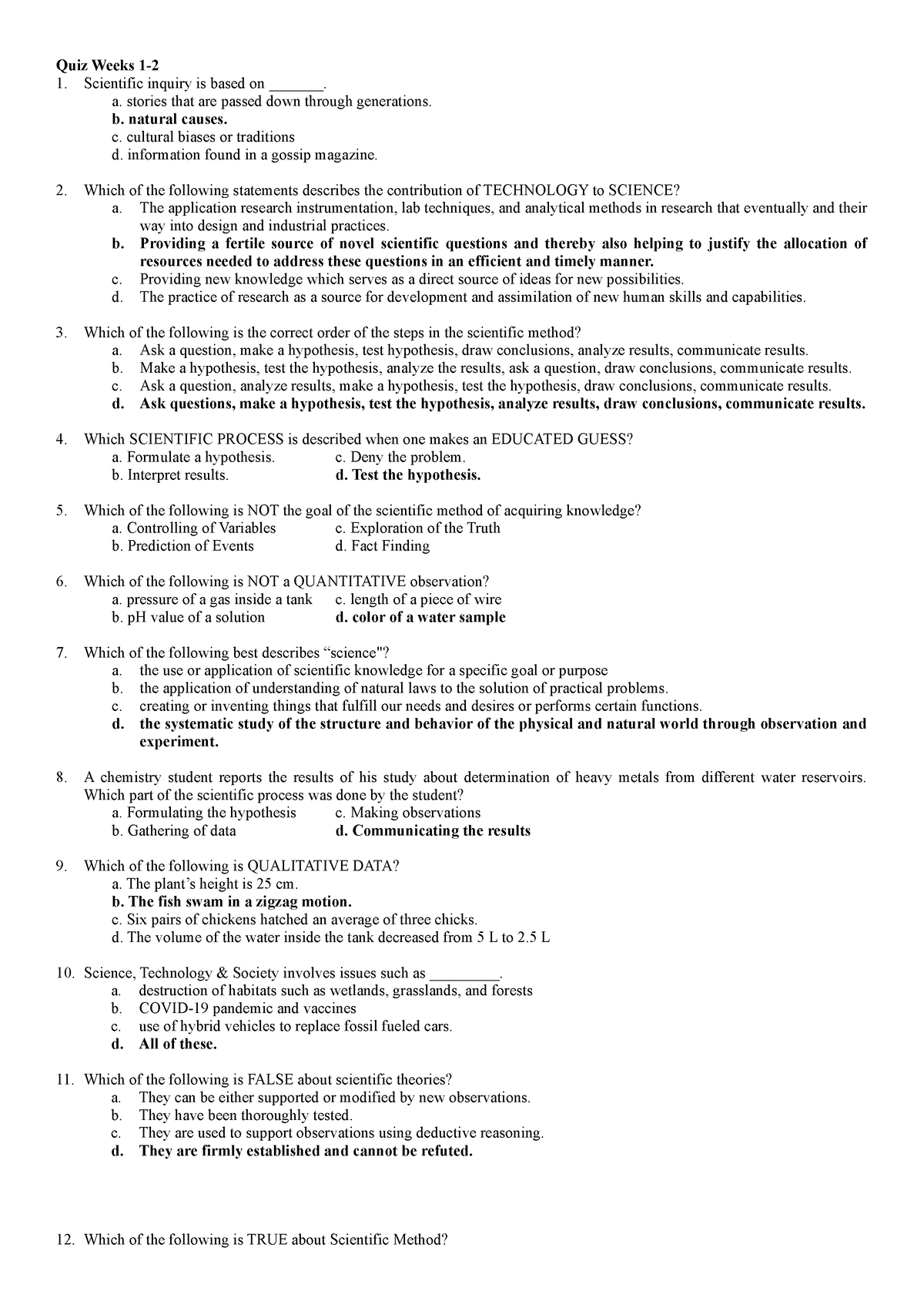 clean-copy-STS-all-quizes - Quiz Weeks 1- Scientific inquiry is based ...