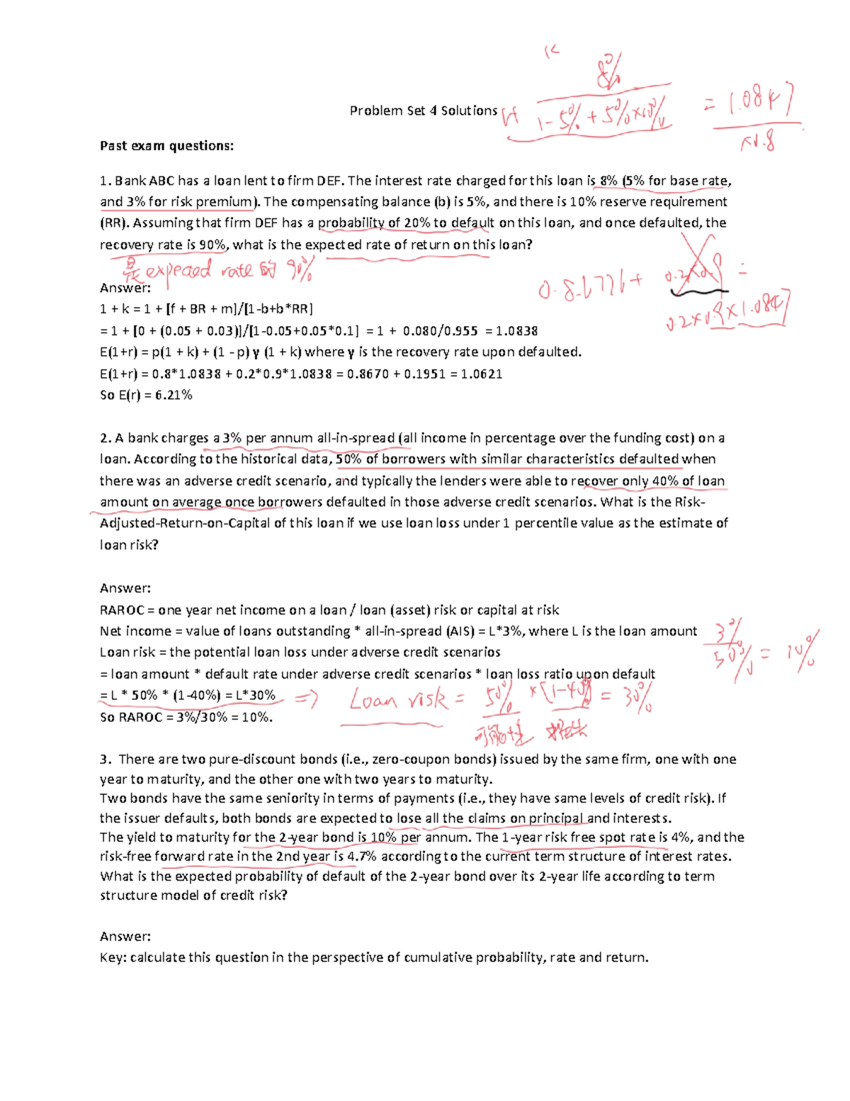 Past test question week4 - Problem Set Solutions Past exam questions: 1 ...