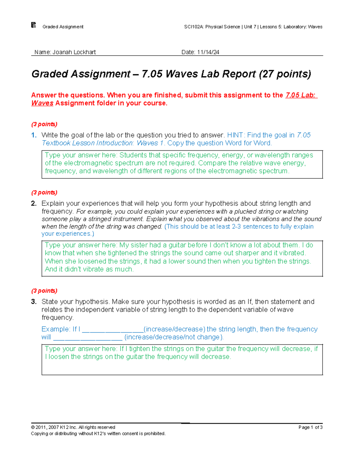 7.05 Waves Lab Report - I need help with this assignment - Graded ...