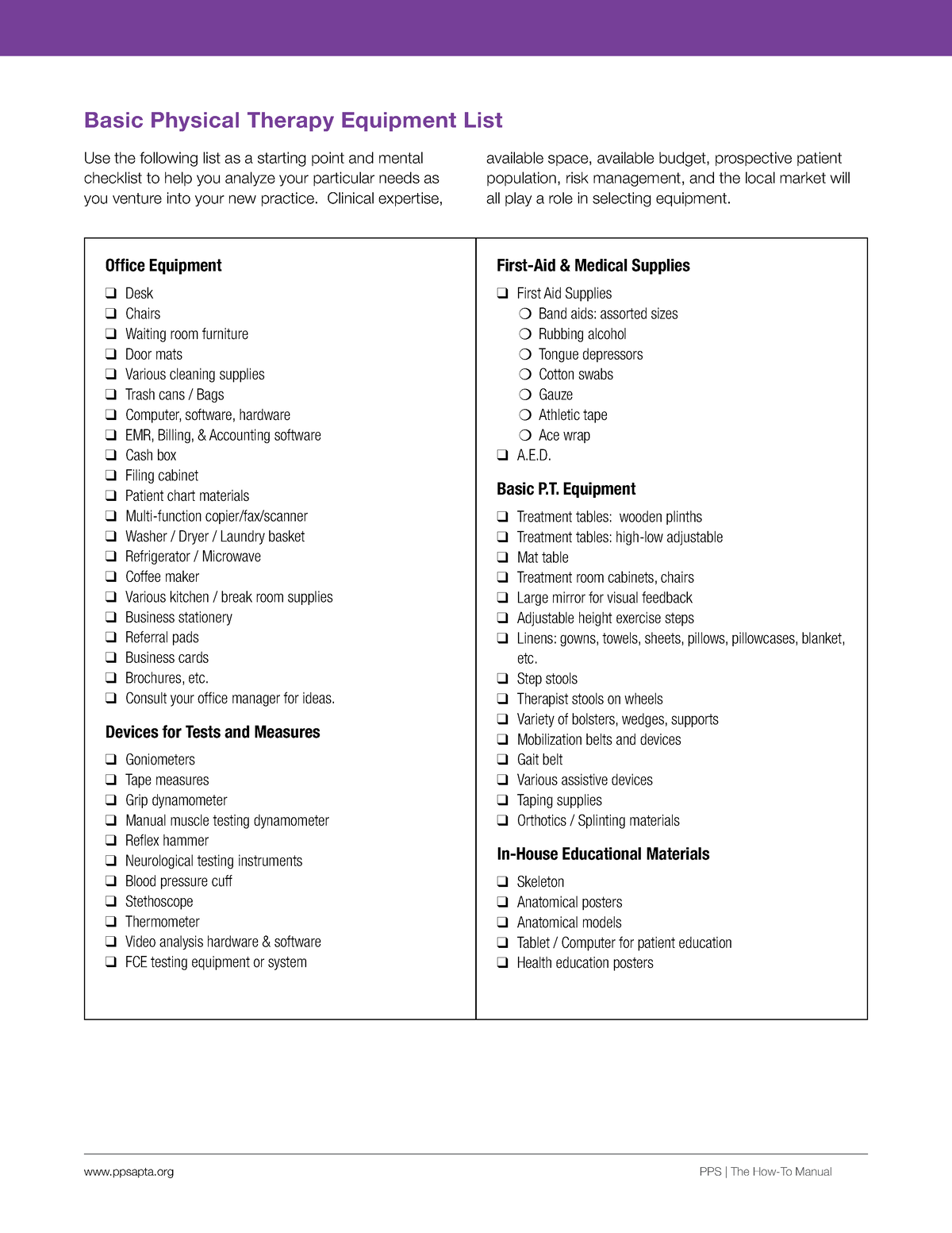 A Massage Therapy Equipment Checklist