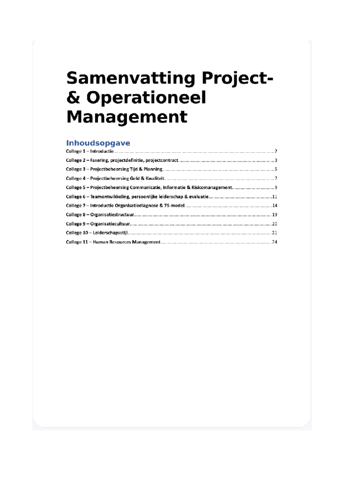 Samenvatting - PMC Compact - Operationeel Management - Persoonlijk ...