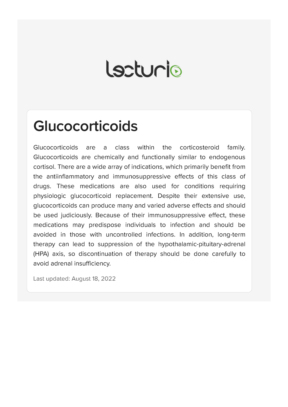 Glucocorticoids - Lecturio - Glucocorticoids Glucocorticoids are a ...