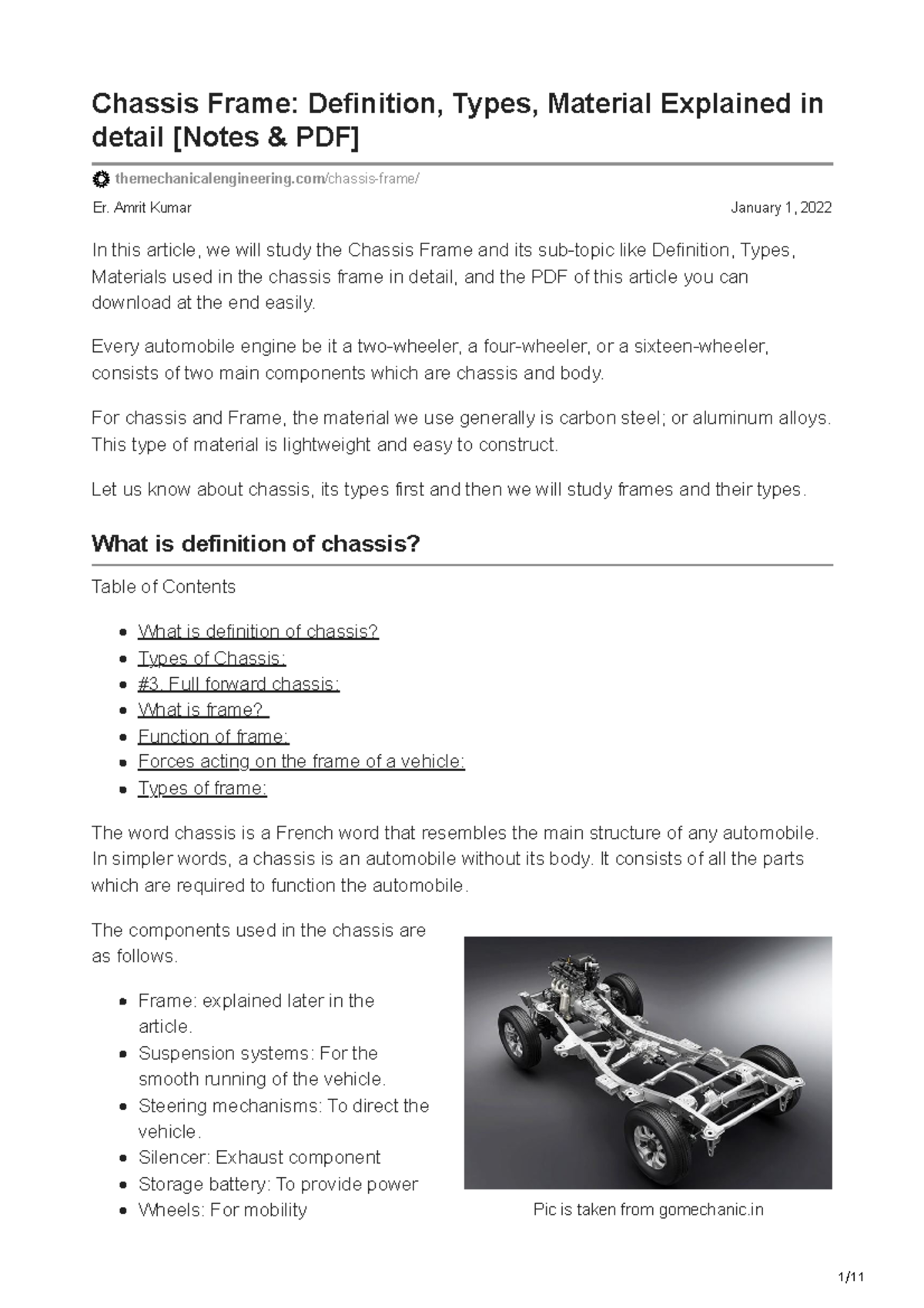 Themechanicalengineering.com-Chassis Frame Definition Types Material ...
