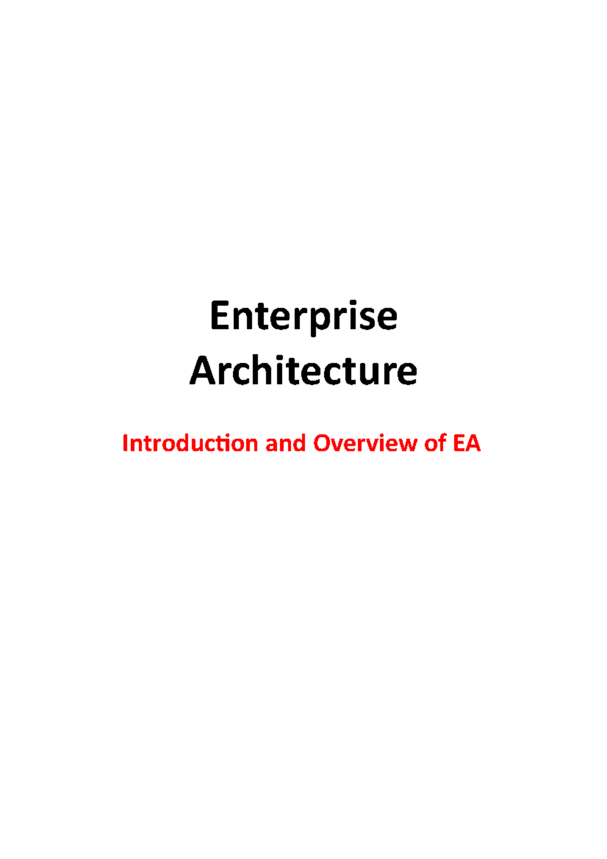 Enterprise Architecture Ch 1 - Introduction And Overview Of EA ...