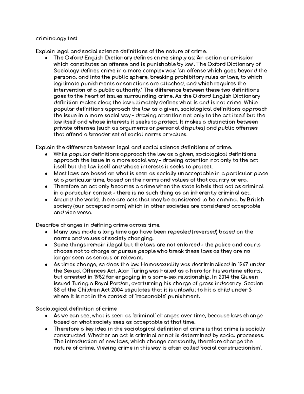 Criminology The Oxford English Dictionary defines crime simply as ‘An action or omission