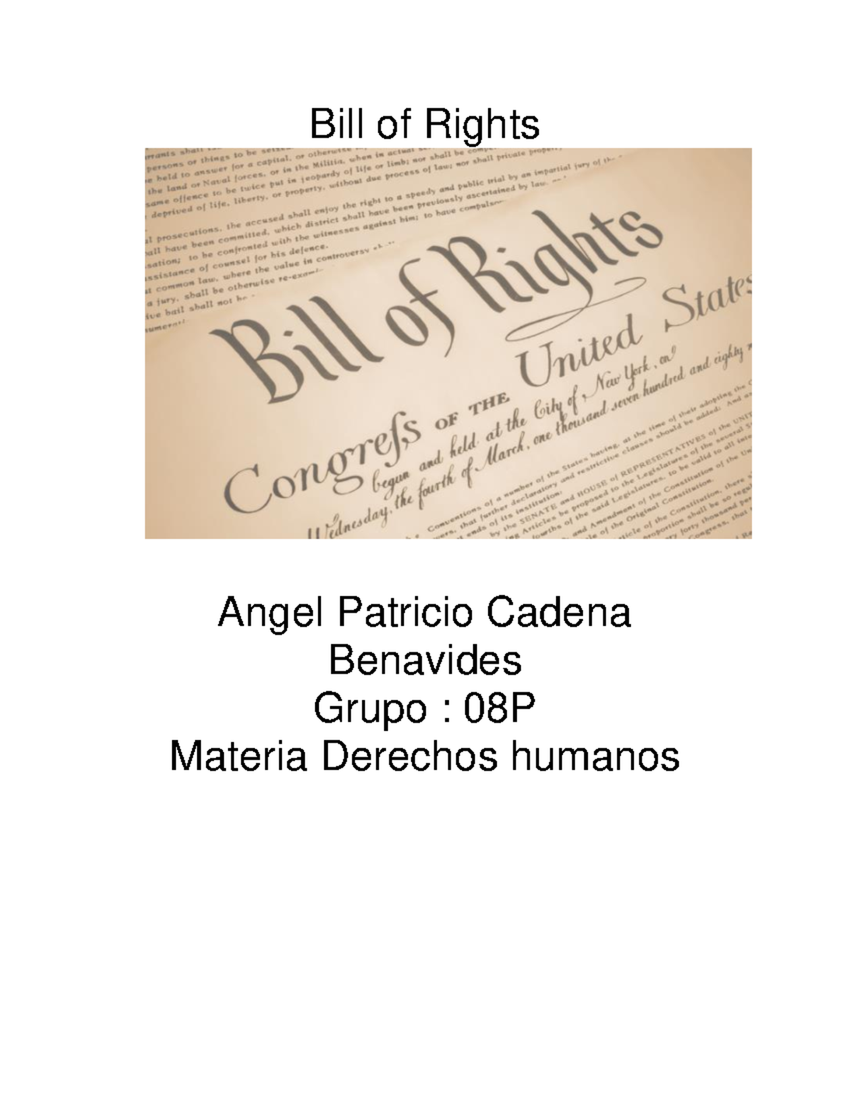 Ensayo bill of rights - Bill of Rights Angel Patricio Cadena Benavides ...