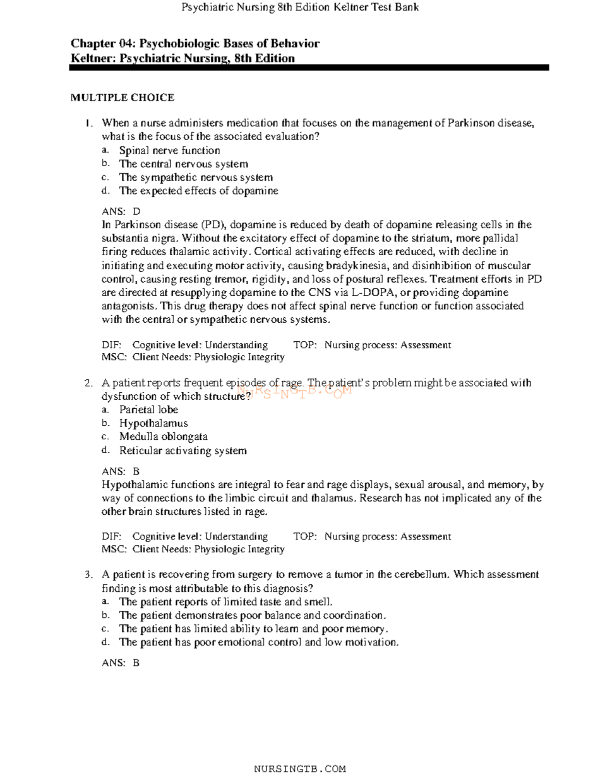 9780323479516 \04 - NURSINGTB Chapter 04: Psychobiologic Bases of ...