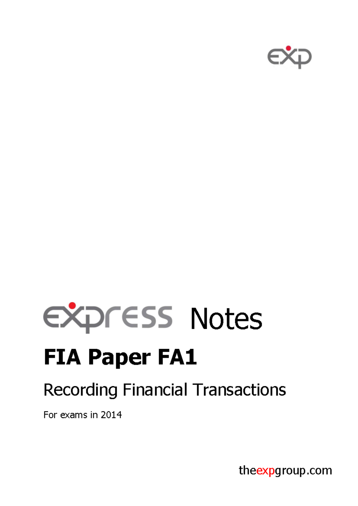 Document - FIA Paper FA Recording Financial Transactions For exams in ...