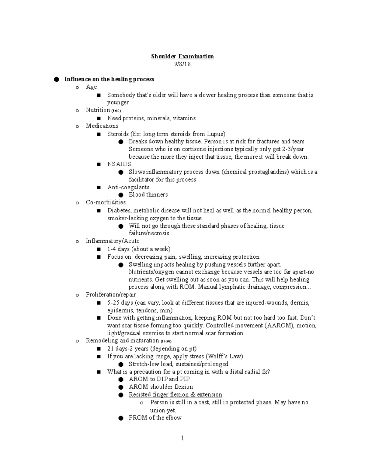 Shoulder Examination Lecture notes 7 Shoulder Examination 9/8
