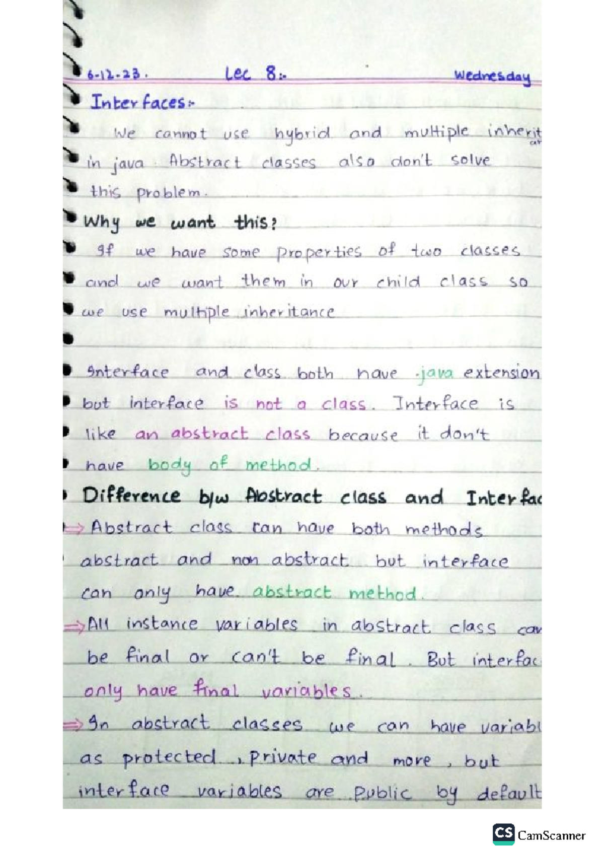 Oop lectures (end ) - paper - Lec Wednesday Inter we cannot use hybrid ...