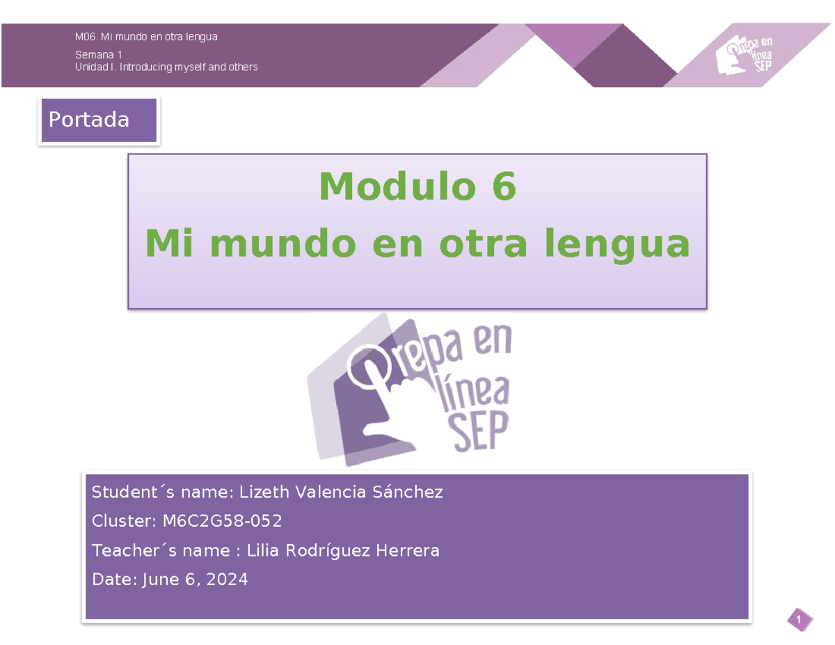 Valencia Sanchez Lizeth M06S1AI1 - M06. Mi mundo en otra lengua Semana