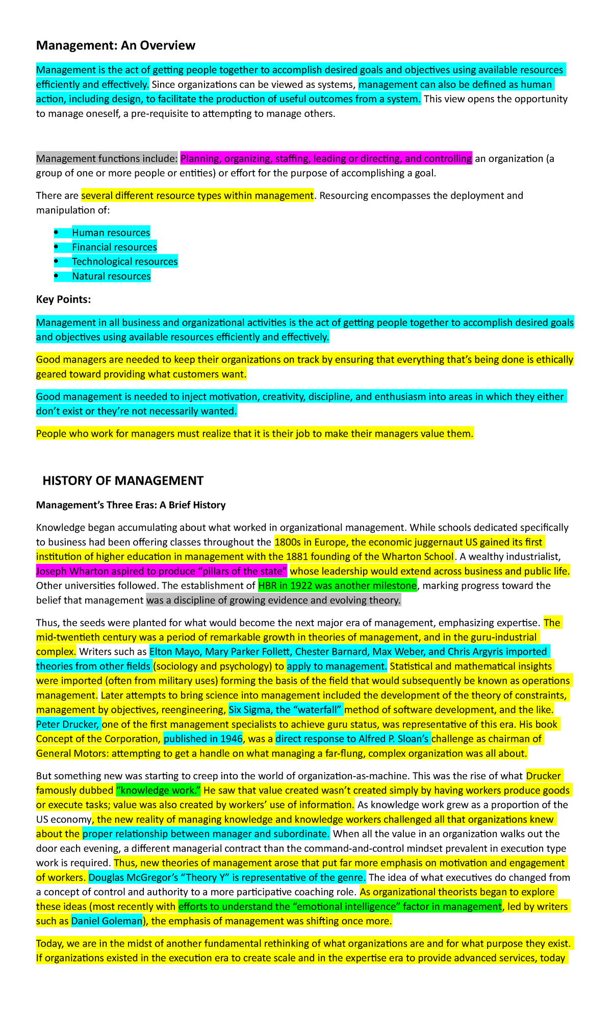 Management (Prelim) - Management: An Overview Management is the act of ...