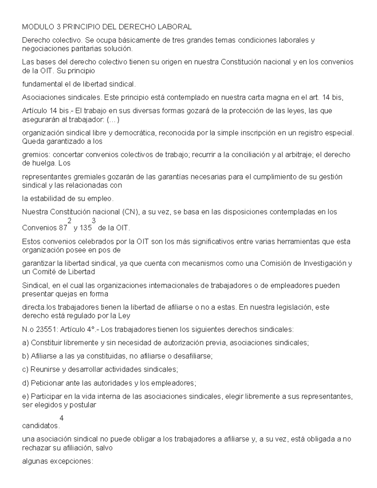 Resumen Modulo 3 Y 4 Pricio De Derecho Laboral Modulo 3 Principio Del