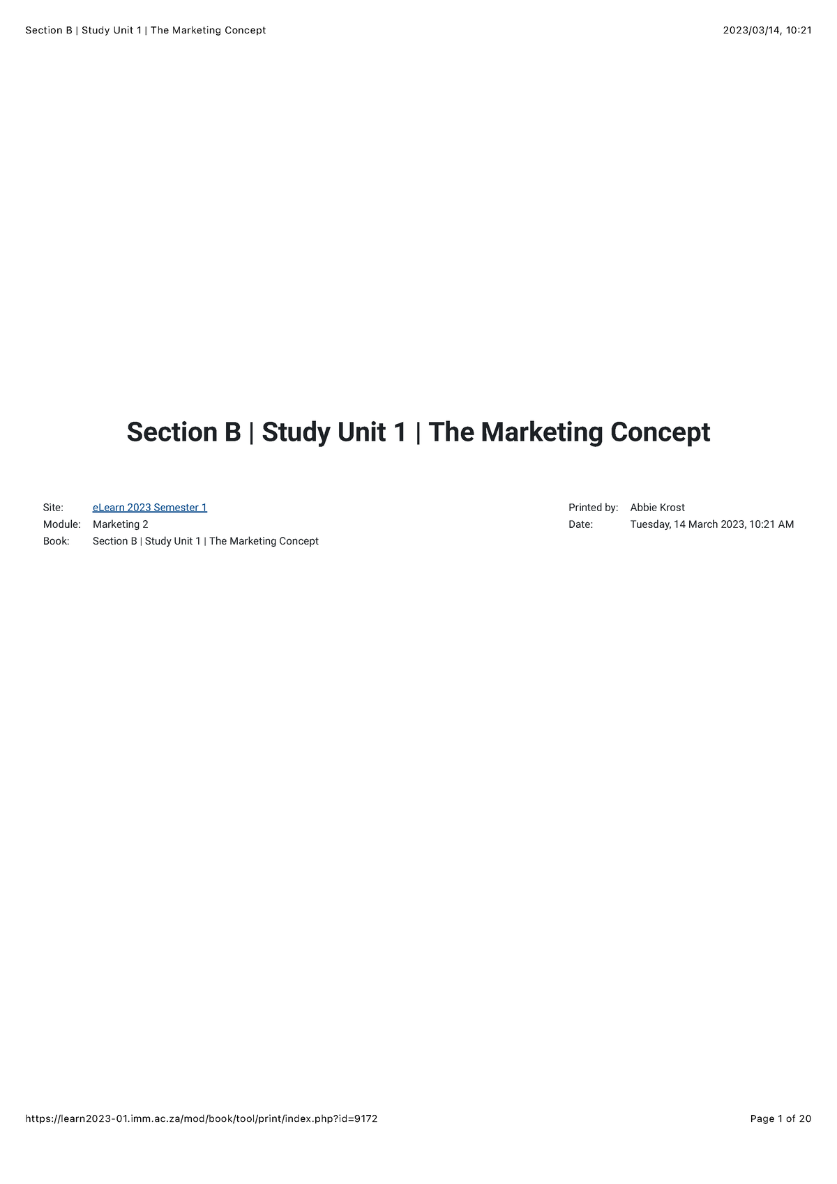 Section B Study Unit 1 The Marketing Concept - Section B | Study Unit 1 ...