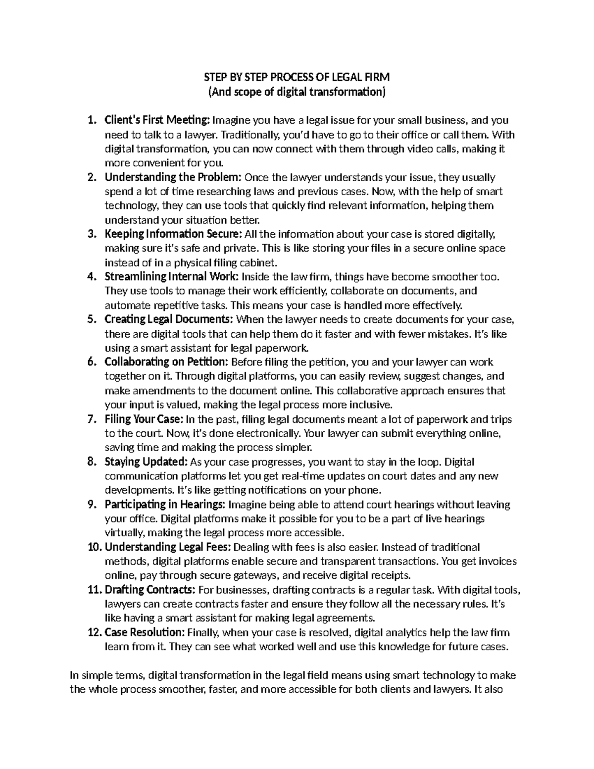 STEP BY STEP Process OF Legal FIRM - STEP BY STEP PROCESS OF LEGAL FIRM ...