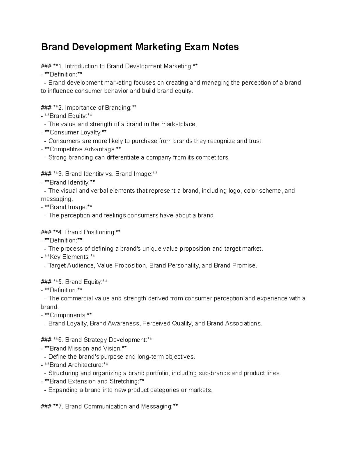 Brand Development Marketing Exam Notes - Introduction to Brand ...
