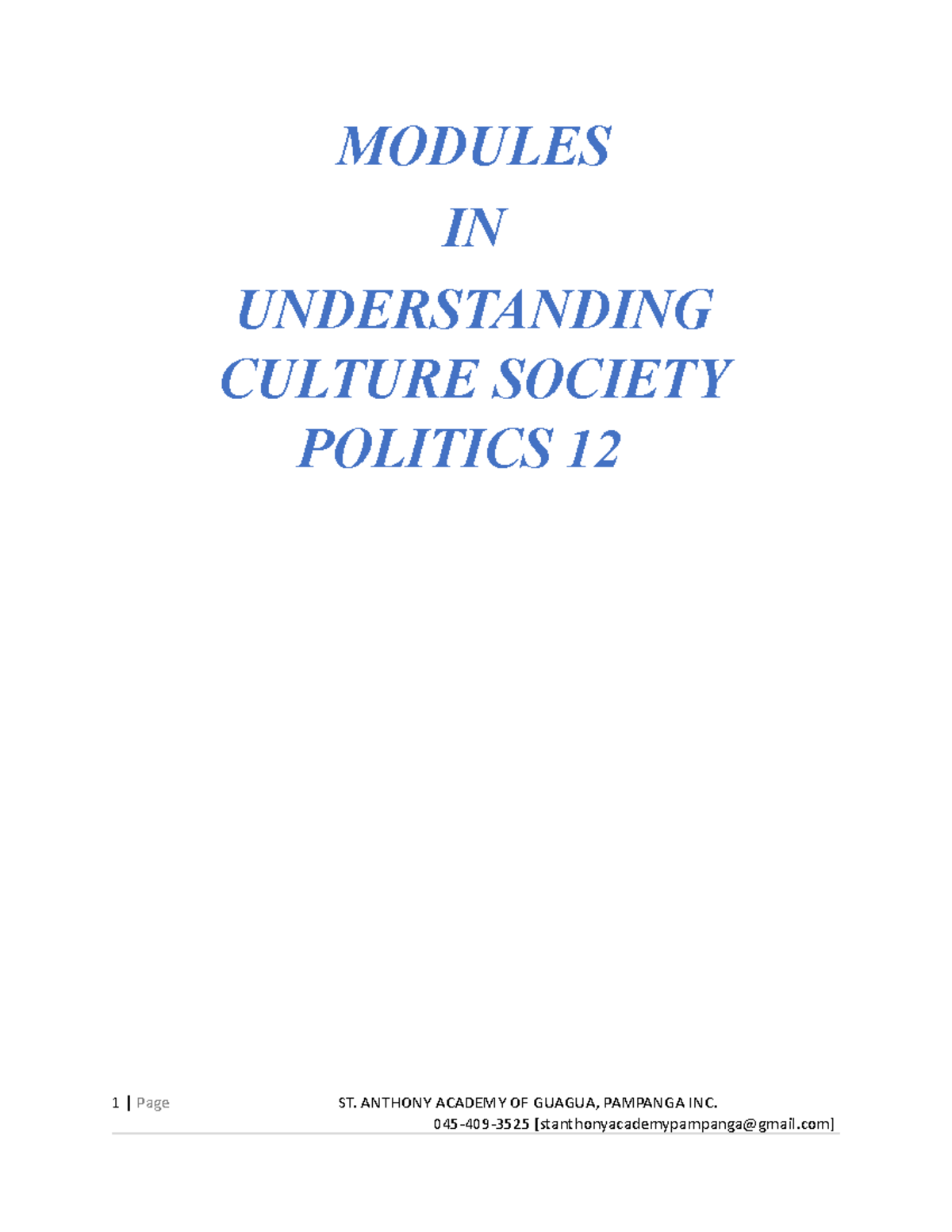 UCSP 12 Quarter 1 - UCSP 12 - MODULES IN UNDERSTANDING CULTURE SOCIETY ...