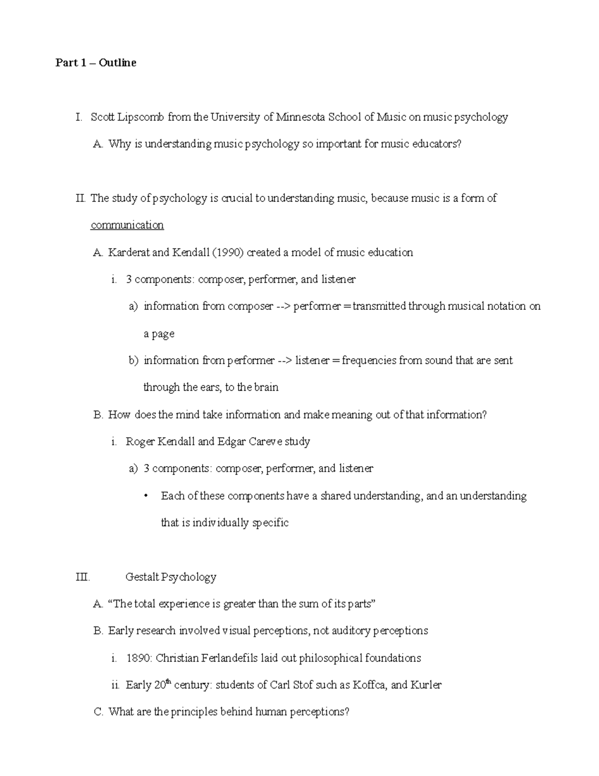 Final Exam Part 1 Outline I. Scott from the University of
