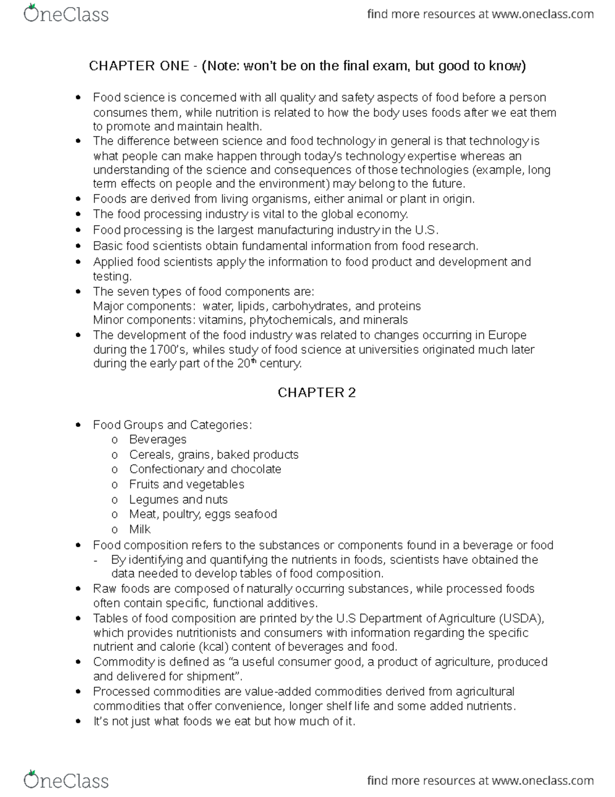 Notes - CHAPTER ONE - (Note: won’t be on the final exam, but good to ...