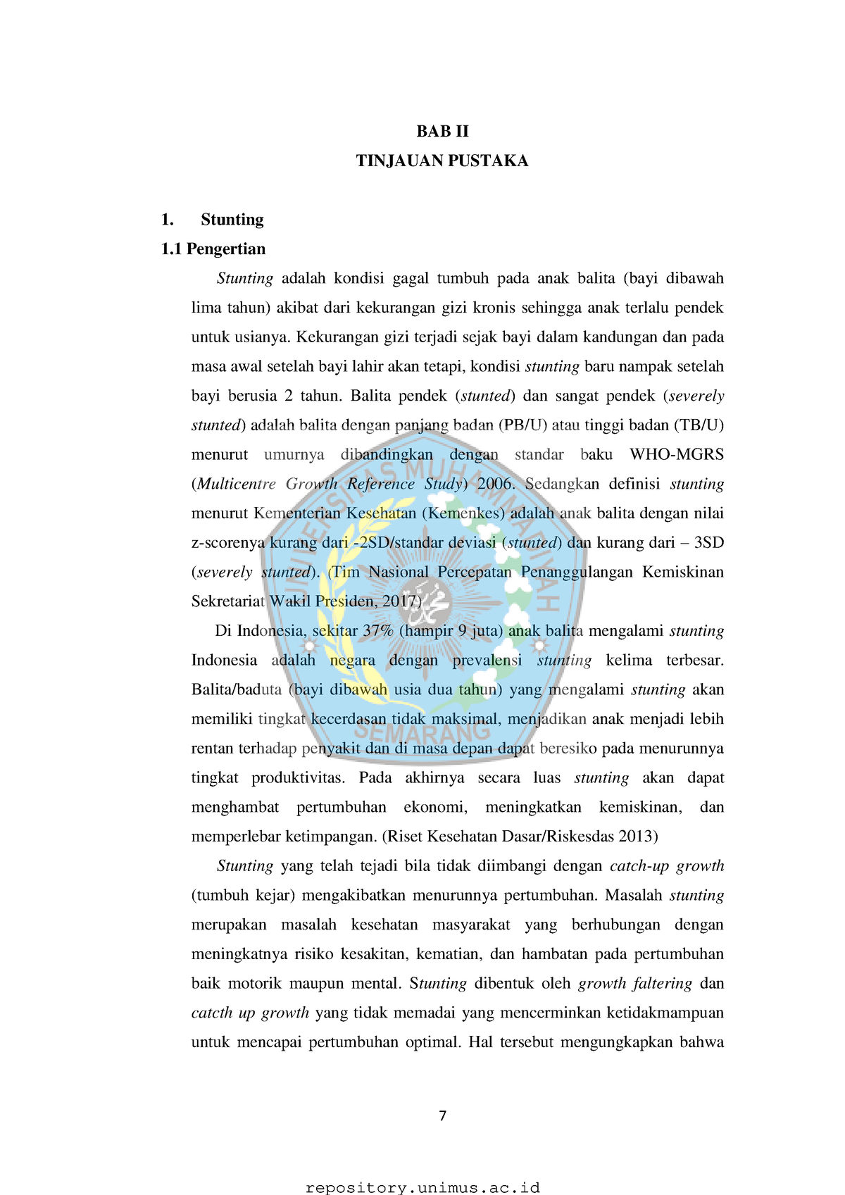 Bab 2 Tinjauan Pustaka Stunting - 7 BAB II TINJAUAN PUSTAKA Stunting 1 ...