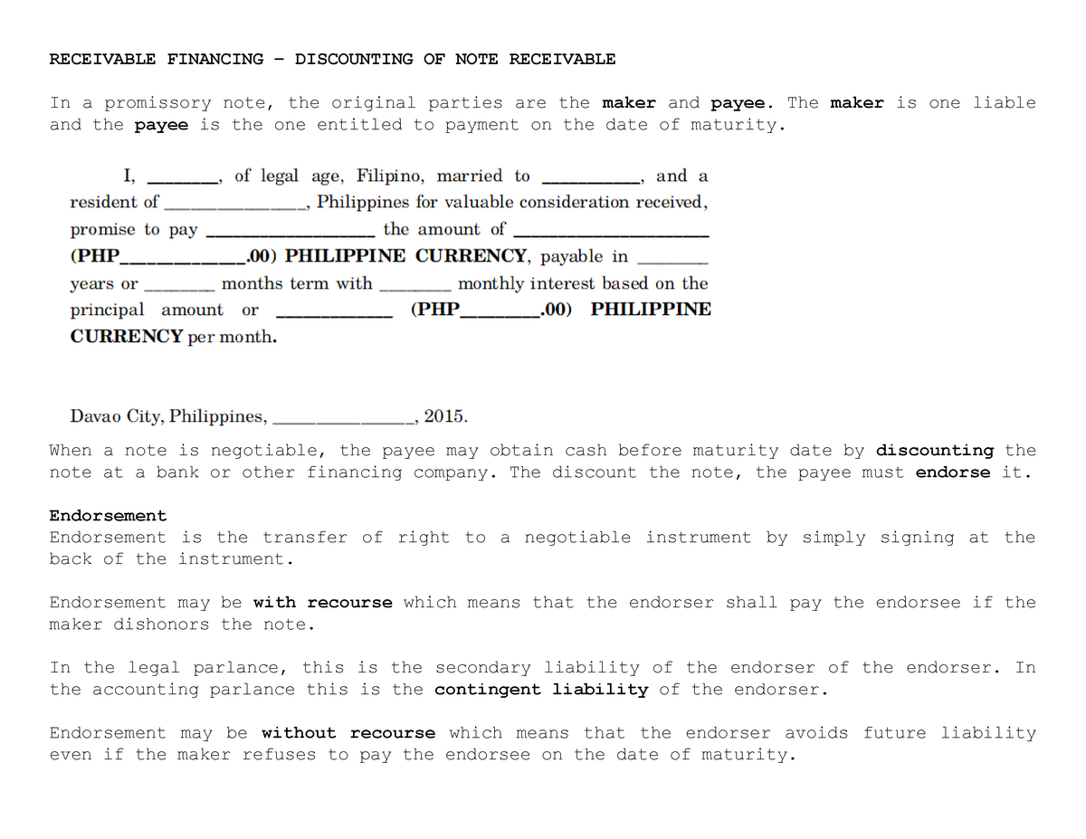 2 - Financing Of Accounts Receivable - RECEIVABLE FINANCING ...