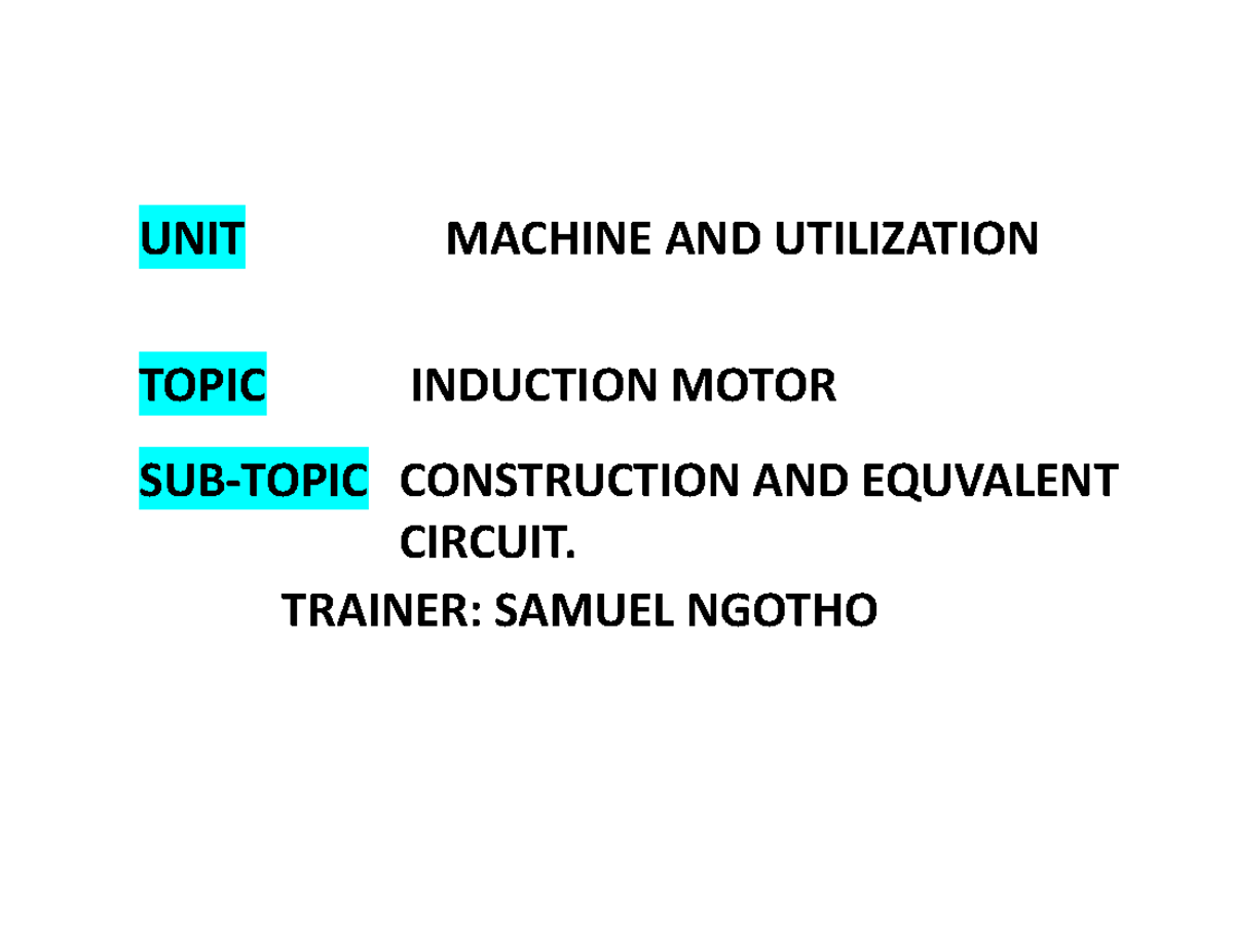 Lesson 1,2 and 3 -Induction Machine Complete Notes - Public ...