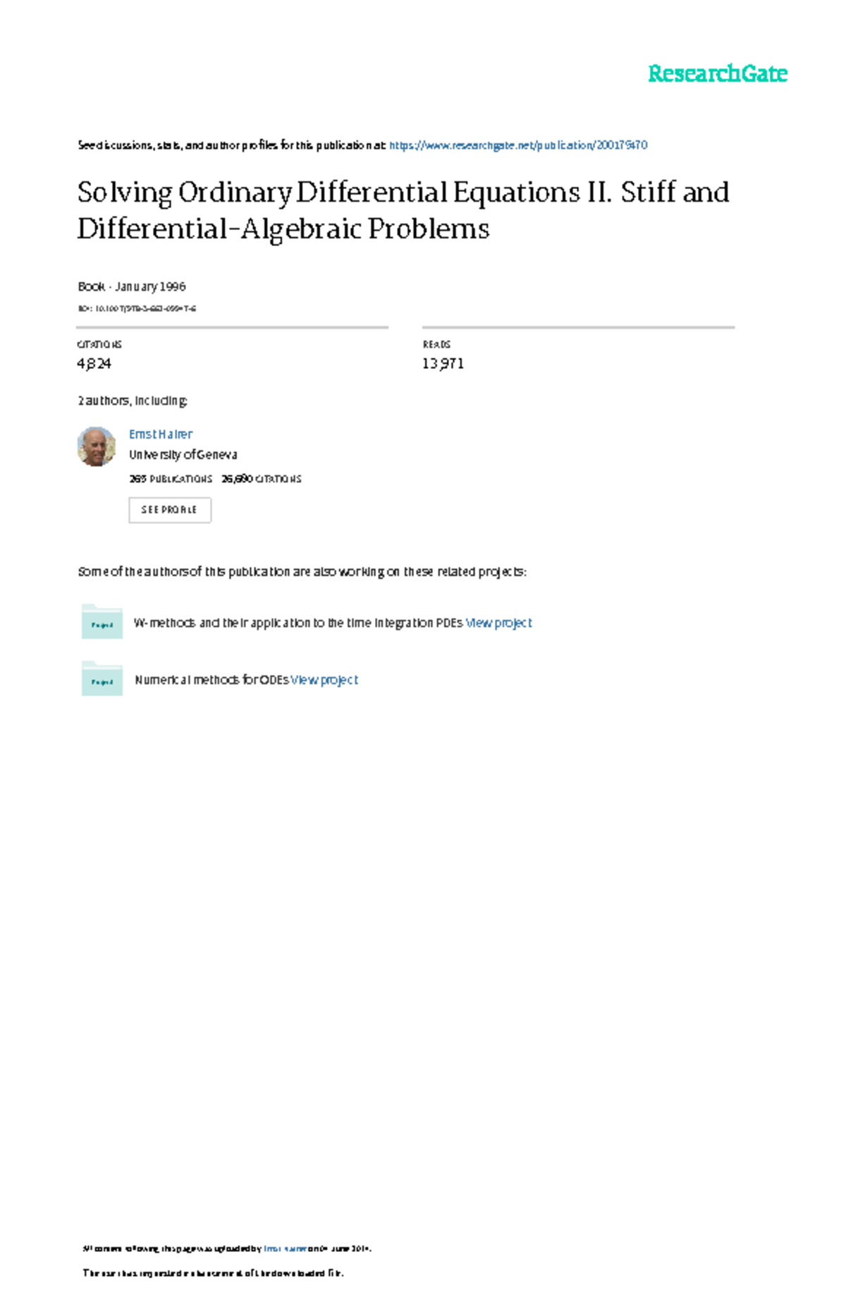 Solving ordinary differential equations ii stiff a see discussions