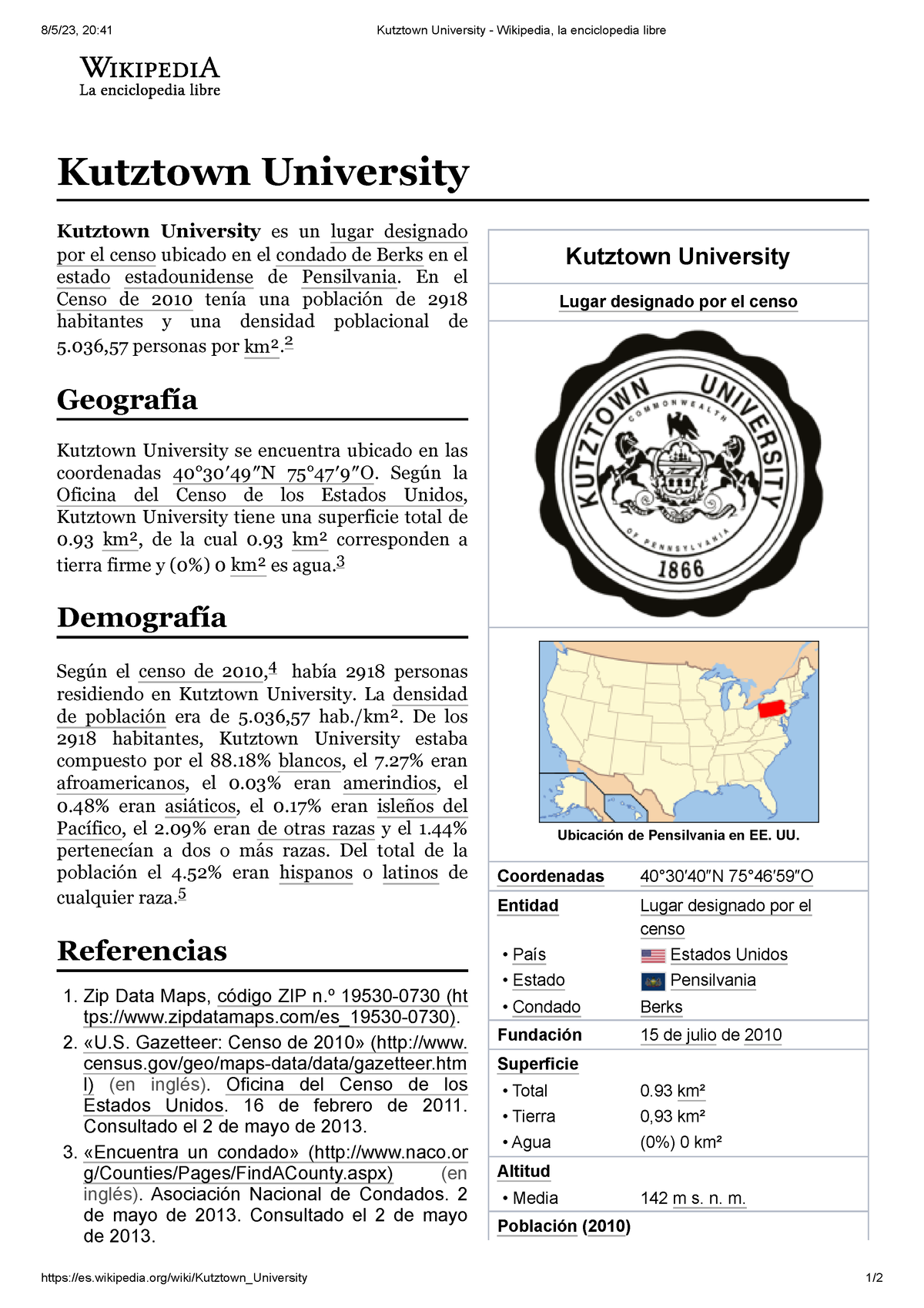 Kutztown University - Wikipedia, La Enciclopedia Libre - Wikipedia/wiki ...