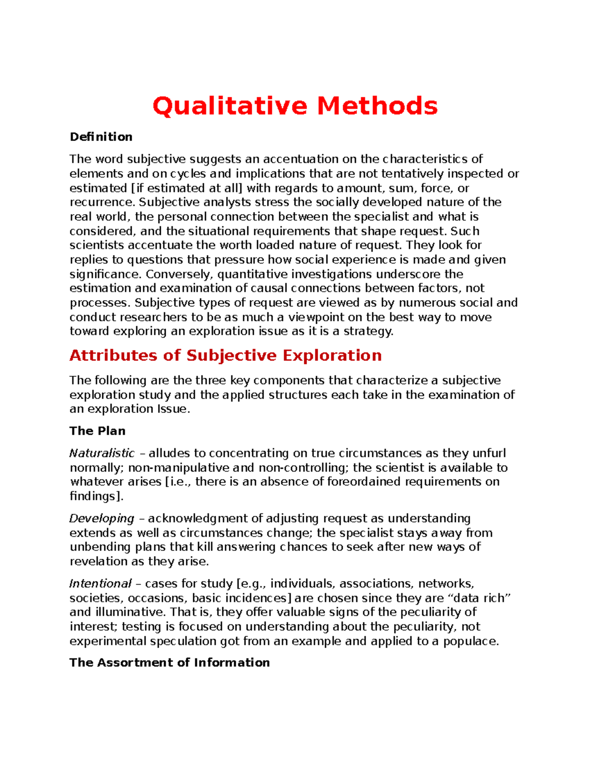 Qualitative Methods Lecture notes Qualitative Methods Definition