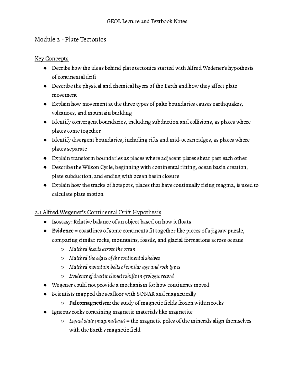 Geol Notes Module 2 Plate Tectonics Geol Lecture And Textbook Notes Module 2 Plate 4252