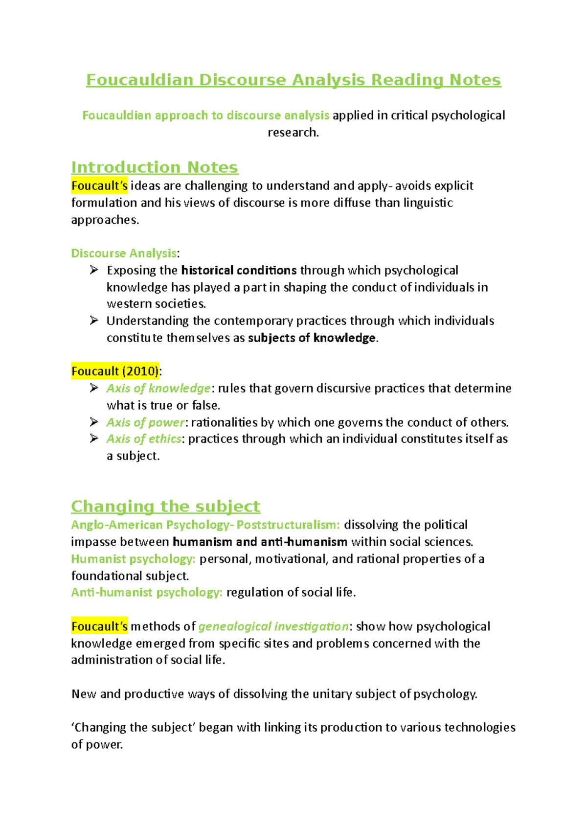 foucauldian discourse analysis research questions