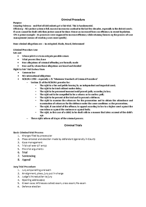 Criminal Procedure - Final summary notes - Criminal Procedure Criminal ...
