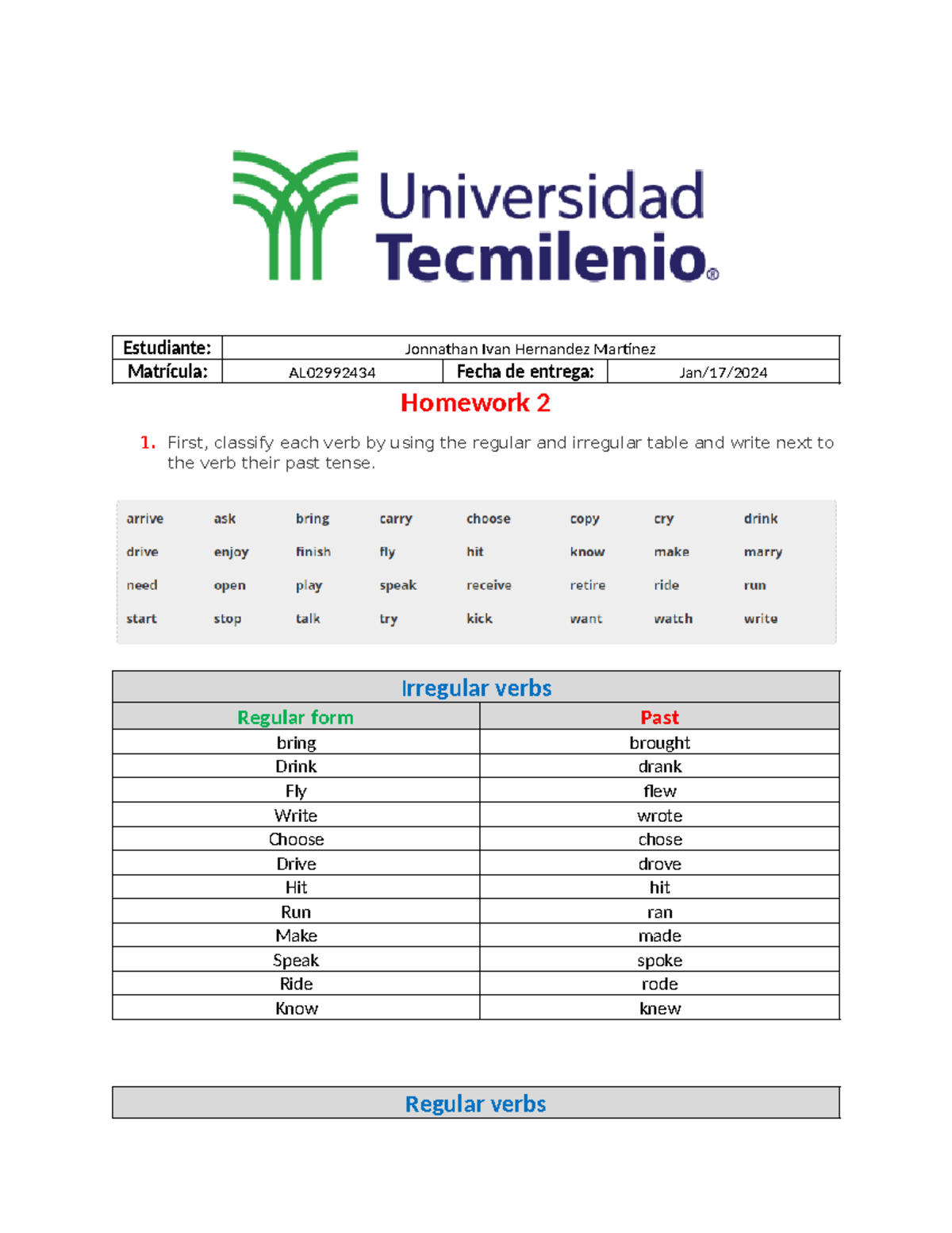 Homework 2 - Ingles basico - Estudiante: Jonnathan Ivan Hernandez ...
