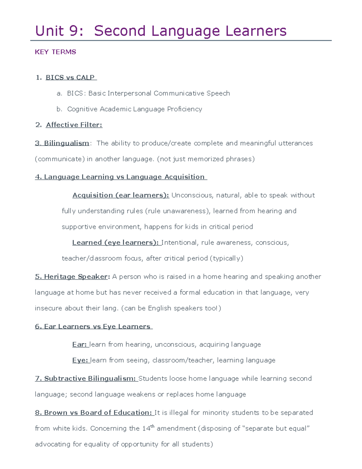 Unit 9 Guide - Second Language Learners - Unit 9: Second Language ...