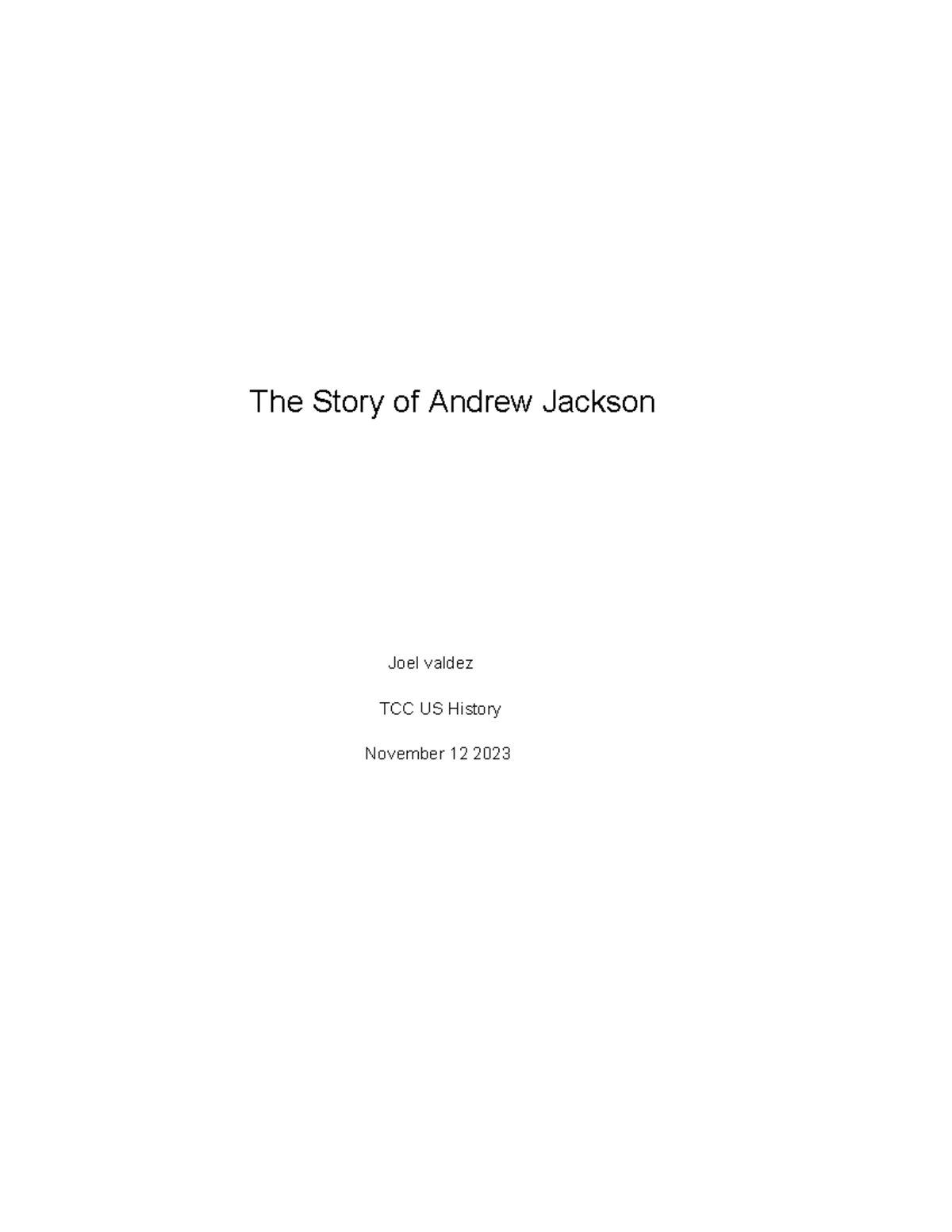Untitled document - this is about jason - The Story of Andrew Jackson ...