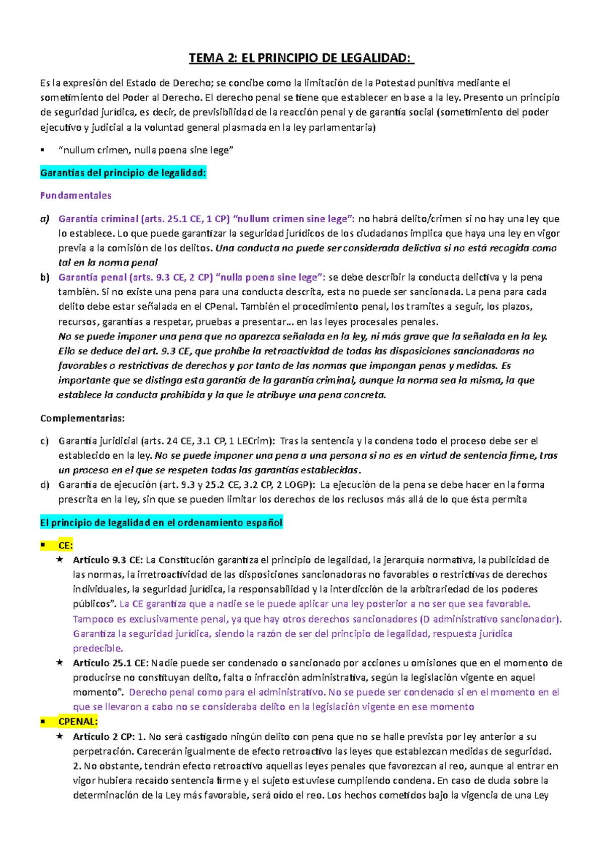 TEMA 2 Principio De Legalidad - TEMA 2: EL PRINCIPIO DE LEGALIDAD: Es ...