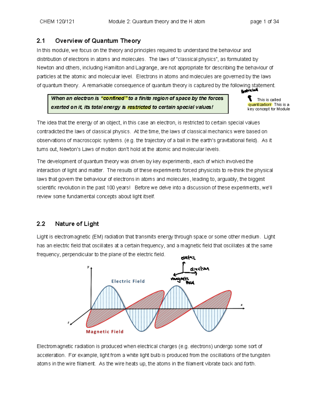 Module 2-F23-final - N/A - 2 .1 Overview of Quantum Theory In this ...
