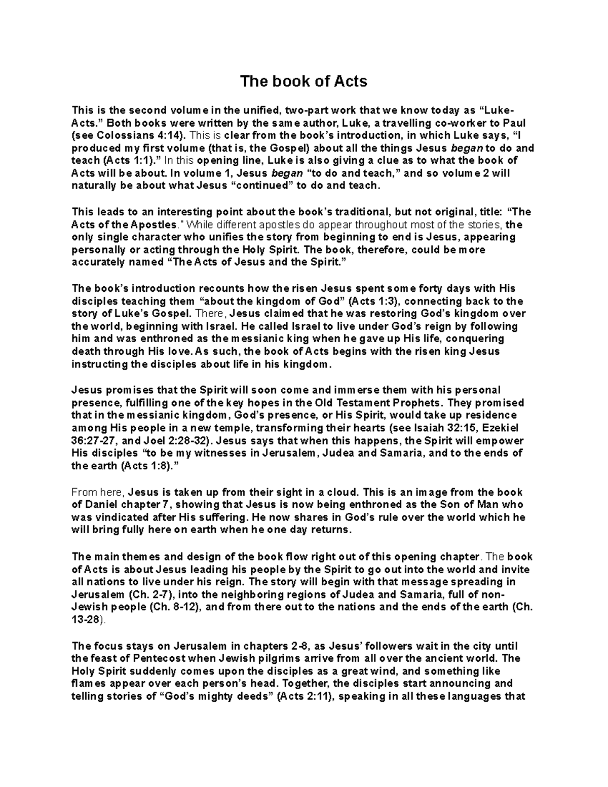 TBP RS Acts 1-12 - n/a - The book of Acts This is the second volume in ...